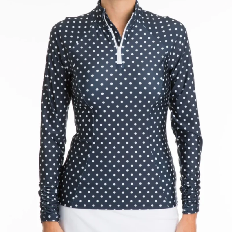 Tzu Tzu Sara L/S Top - Navy Dotty