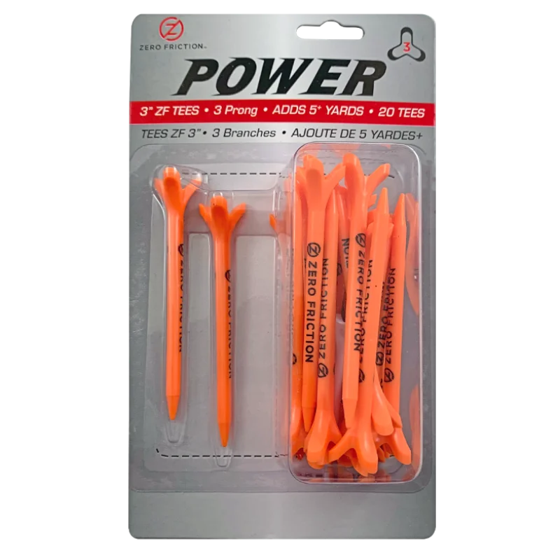 Zero Friction 3" Power 3 Tees - 20pk - Orange