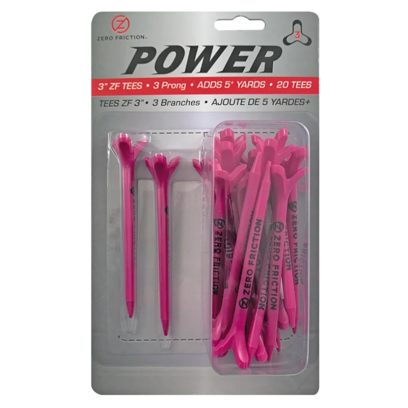 Zero Friction 3" Power 3 Tees - 20pk - Fuchsia